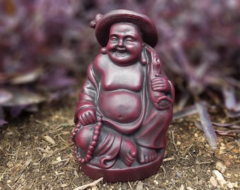 Maroon Laughing Buddha Concrete Statue - Home or Garden Decor - Good Luck and Fortune - Garden Buddha, Concrete Cement Buddha, Zen Garden