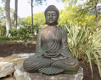 very fine textures Buddha SY 7021 Antique Gold Thai Buddha Statue-Large Garden Ornament Weatherproof for indoor and outdoor use very intricately Hand-Painted Buddha Figure 37 CM high Polyresin Made of artificial stone very fine textures Buddha SY 7021 Antique Gold Thai Buddha Statue-Large Garden Ornament Weatherproof for indoor and outdoor use very intricately Hand-Painted Buddha Figure 37 CM high Polyresin Made of artificial stone