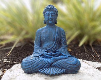 Blue Meditation Buddha Concrete Statue -  Healing and Calming - Home/Garden Decor, Garden Buddha, Cement Buddha, Concrete Buddha, Zen Garden