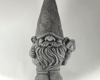 Gardener Gnome Statue for Home or Garden Decor - 15" Large Concrete Garden Statue, Cement Statue, Lawn Yard Art, Gnome and Fairy Garden