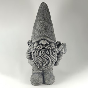 Gardener Gnome Statue for Home or Garden Decor - 15&quot; Large Concrete Garden Statue, Cement Statue, Lawn Yard Art, Gnome and Fairy Garden