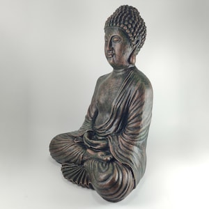 Meditation Buddha Concrete Statue Copper Style Home or Garden Decor, Buddhism, Garden Buddha, Cement Buddha, Concrete Buddha, Zen Garden image 7