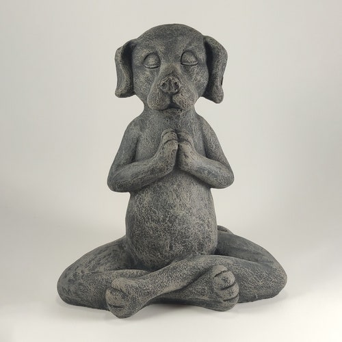 Dog Buddha Statue Black Dog Memorial Meditating Dog Zen Etsy