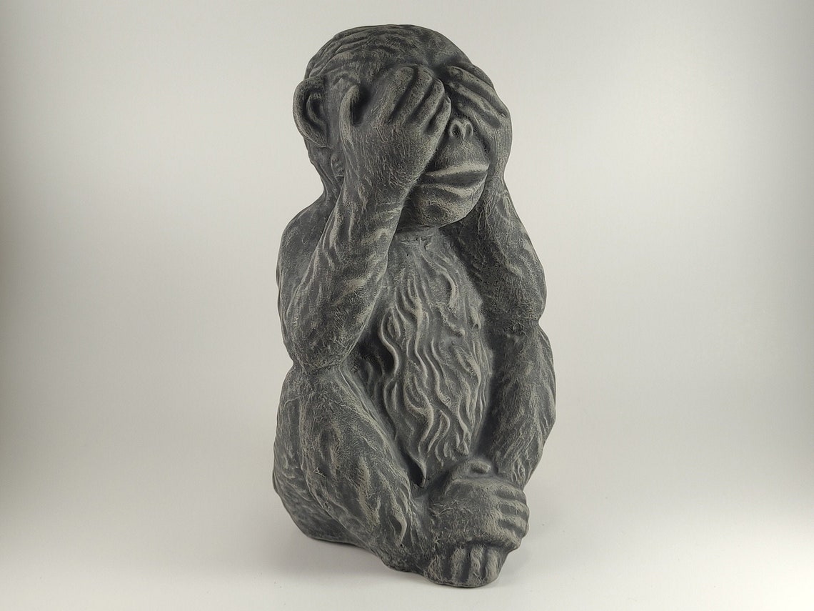 Cute Monkey Concrete Statue Free Shipping Home or Garden Etsy UK