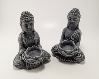 The Buddha Bros, Incense Holder Statues - Solid Rock Sculptures for Home or Garden Decor - Concrete Cement Buddha Figure, Zen Garden, Desk