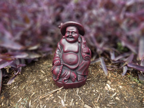 Patina Copper Laughing Buddha Concrete Statue - Home or Garden