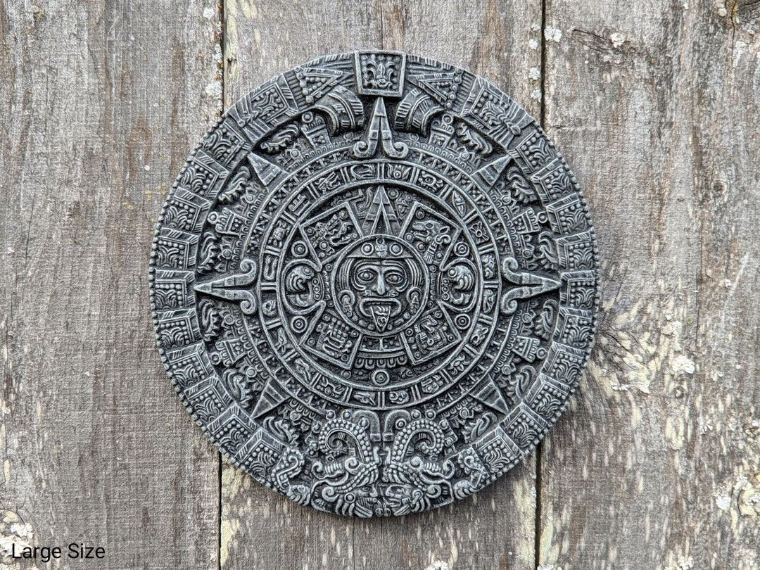 Aztec Calendar - Obsidian/stone Gray Finish - Wall Decor
