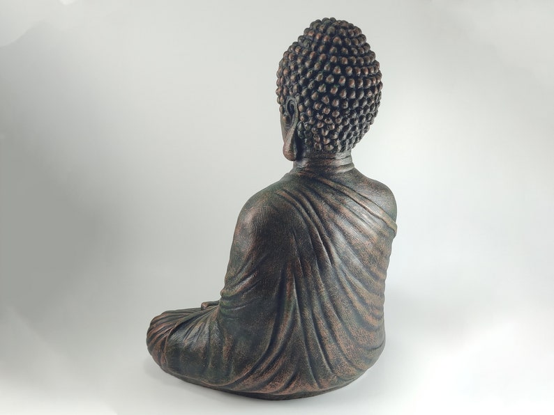 Meditation Buddha Concrete Statue Copper Style Home or Garden Decor, Buddhism, Garden Buddha, Cement Buddha, Concrete Buddha, Zen Garden image 6