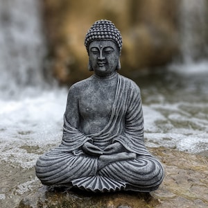 Estatua de hormigón de Buda de meditación azul Curación y calmante Decoración del hogar/jardín, Buda de jardín, Buda de cemento, Buda de hormigón, Jardín Zen Gris