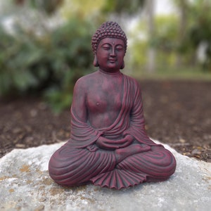 Estatua de hormigón de Buda de meditación azul Curación y calmante Decoración del hogar/jardín, Buda de jardín, Buda de cemento, Buda de hormigón, Jardín Zen Rojo