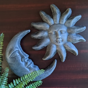 Sun and Moon Celestial Face Hanging Statues - Wall Accent Art Sculpture ...