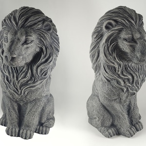 Guardian Lions Concrete Statues - Pair of Lions Set, Home or Garden Statue - Cement Statue, Lawn Garden Decor, Concrete Animal, Yard Art