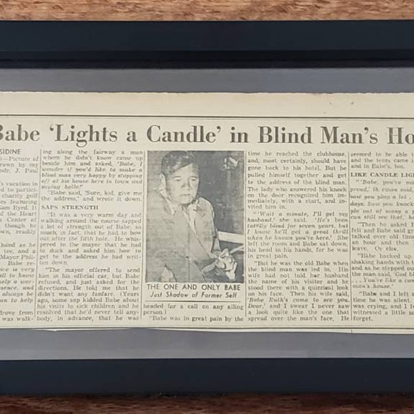 Babe Ruth Visits Blind Man  Super Rare Find! Recently Discovered Original 1948 Boston Record Touching Story