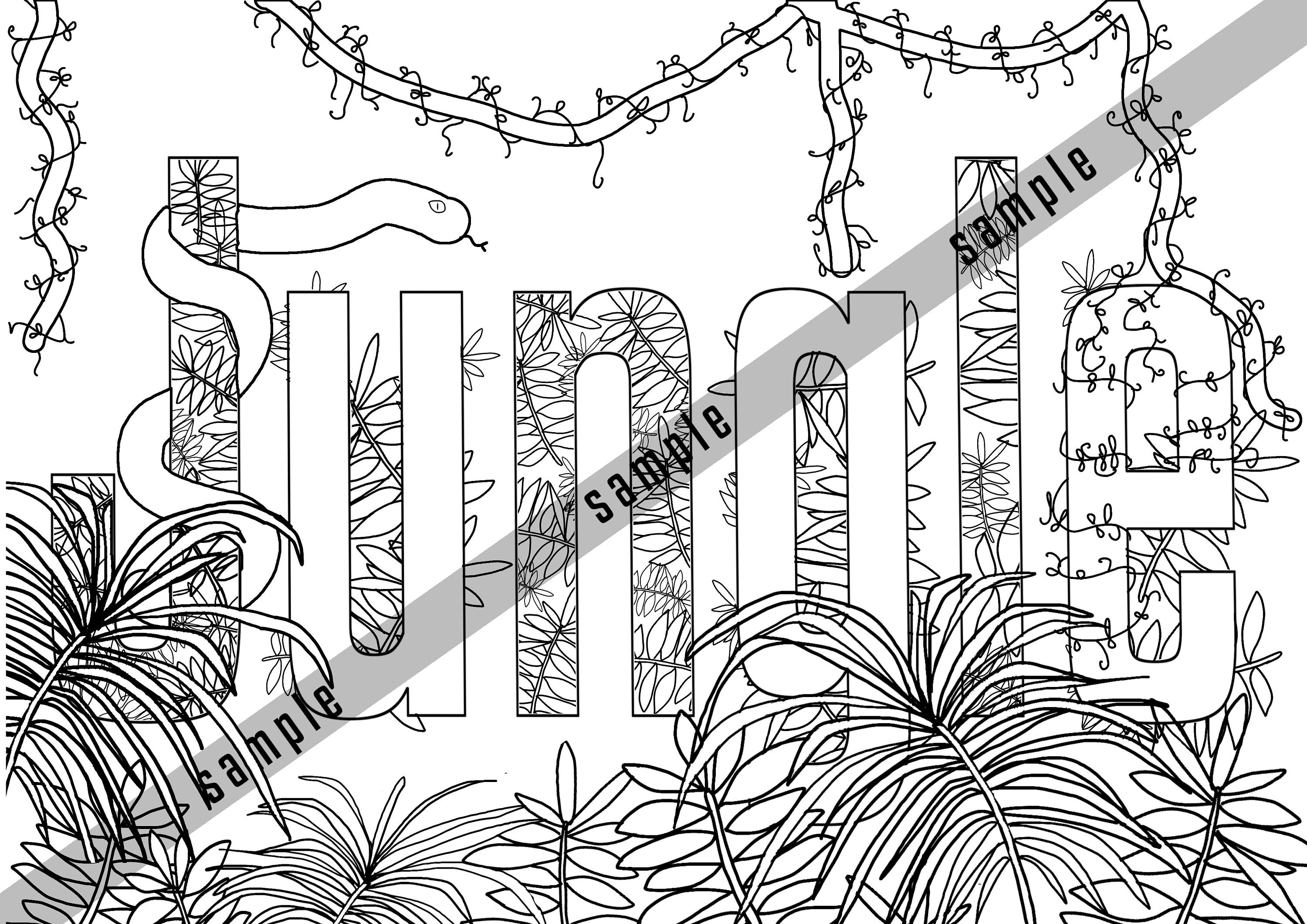Jungle Colouring Page Digital Copy | Etsy
