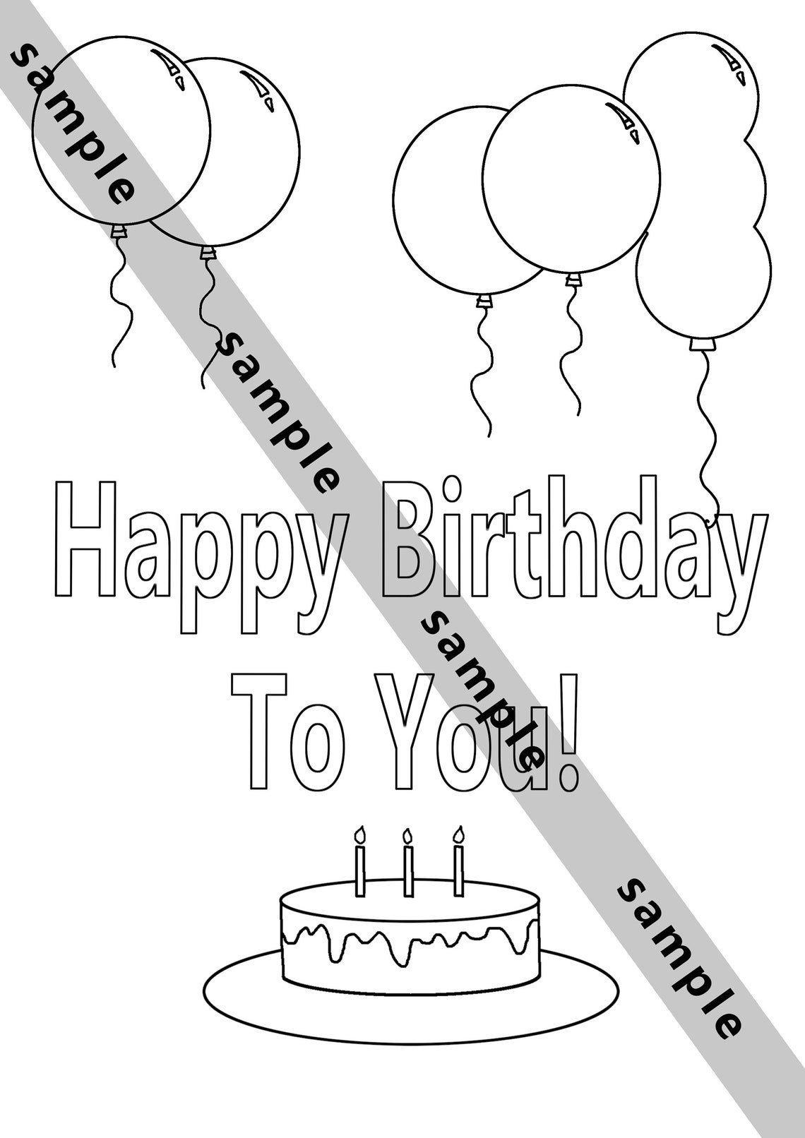 Happy Birthday Colouring Page Digital Copy | Etsy