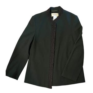 VTG 80’s Mondi 34 6 Wool Blazer Pockets Long Jacket Germany Luxury Green Black