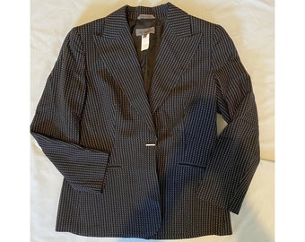 595.00 VTG New Les Copains 44 US 8 Striped Blazer Jacket Wool Pinstripes Navy Blue