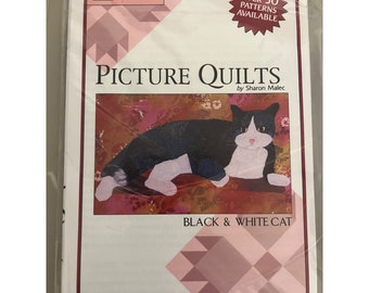 VTG NIB Sharon Malec Designs Black & White Cat Picture Quilt Pattern Quilting