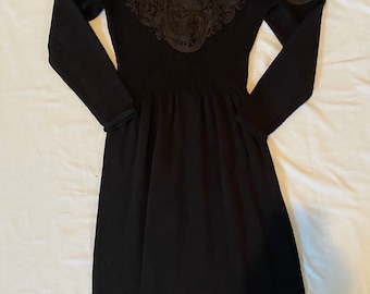 VTG 80’s Pat Sandler Wellmore 8 10 Santana Knit Dress Black Sweater Travel Stretch Midi