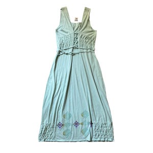 NWT VTG 2000 Blue Fish Clothing 1 S M L Maxi Dress Jumper Aqua Lagenlook Organic Cotton Knit Sundress
