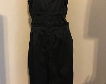 Nieuw VTG 90's Yves Saint Laurent Rive Gauche 44 12 Edwardian grillige schede midi-jurk met ruches zakken Black Widow-corset
