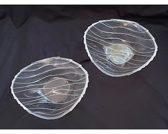 VTG MCM Pair 2 Nachtmann Ocean 24% Lead Bavarian Crystal 8” Bowl Bleikrystall