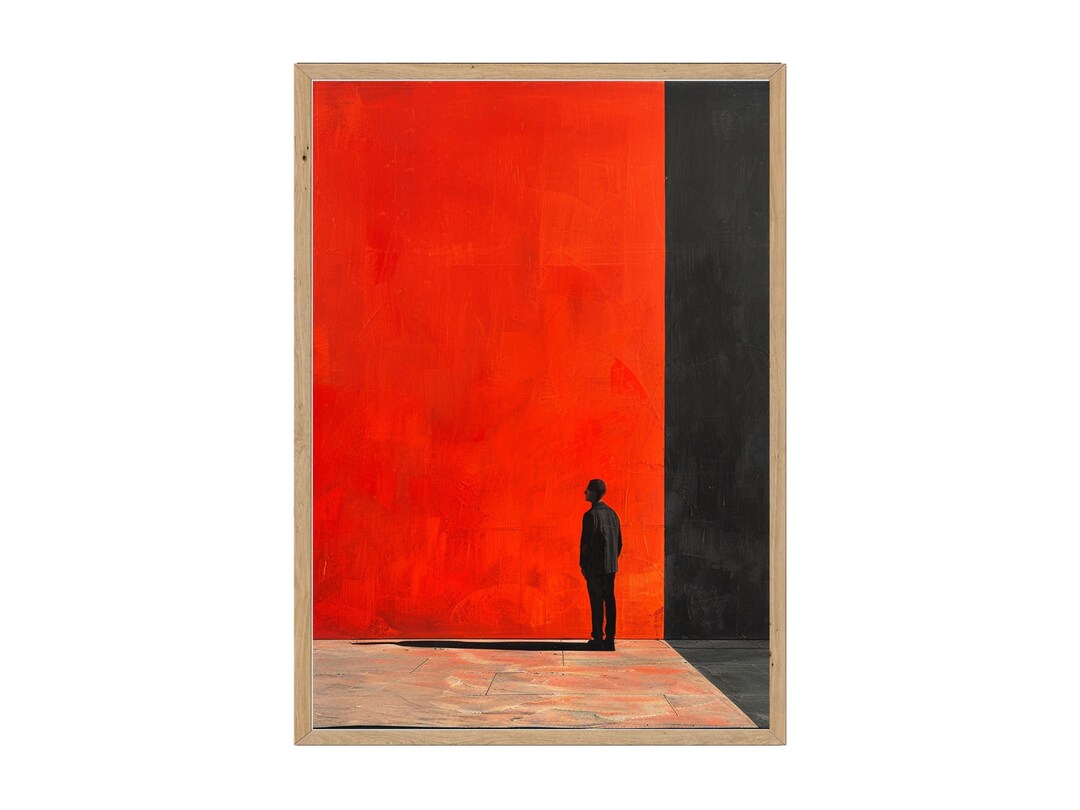 Abstract Art Minimalist Art Printable Red and Black Modern Surreal Wall ...