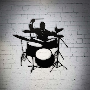 Drummer wanddecor, Metal Jazz Sign, New Orleans Jazz Fest, kerstmis, mancave decor, cadeau voor muziekliefhebbers, baterist
