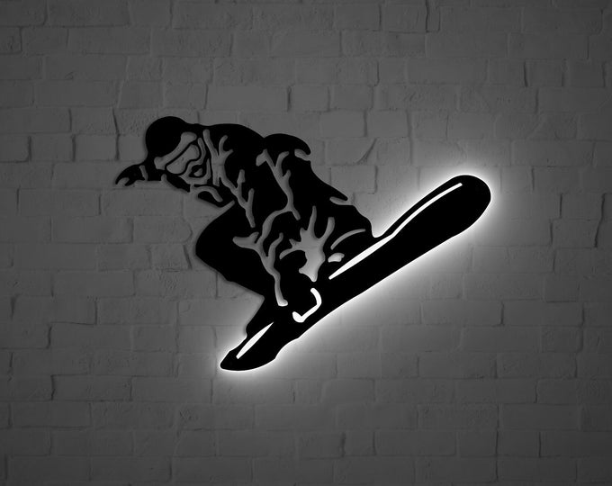 Big Snowboarder metal wall decor, gift for snowboarder, boarder christmas gift , boarder decor, winter sport accessory, mancave decor