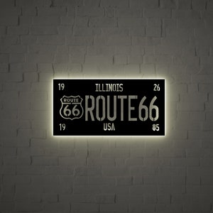Route 66 large metal sign, Movie decor, Best gift for motorbikers, Route 66 led decor, christmas gift, metal mancave decor, road signs