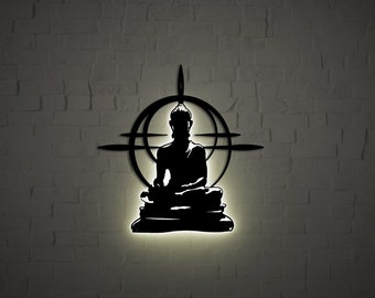 Insegna da parete in metallo raffigurante il Buddha, arte murale indù, decorazione per studio yoga, arte della meditazione, insegna in metallo raffigurante l&#39;Om, accessorio spirituale, decorazione a tema Buddha, regalo di San Valentino.