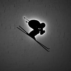 Big Skier wall decor, gift for skier, best skier gift, boarder decor, winter sport accessory, mancave decor, wall metal art, christmas gift
