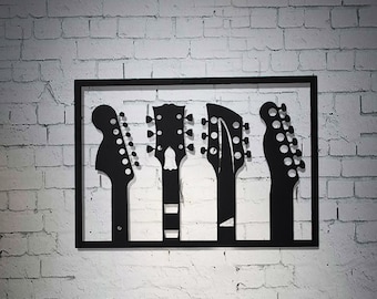 Guitar wall decor, gift for guitar player, guitar lover gift, Guitar fretboards christmas gift , Music studio wall accessory, mancave decor