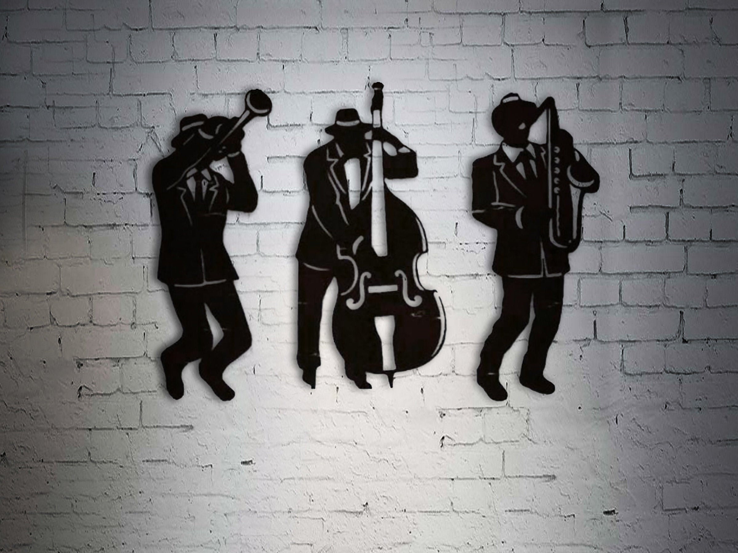 Jazz Trio Wall decor, Metal Jazz Group Sign, New Orleans Jazz Fest, Blues accessory, mancave decor, Gift for Jazz lovers and christmas