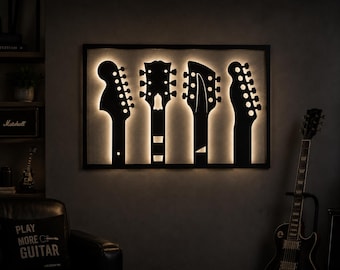 Guitar Metal Wall Art, Guitar Player Gift, Music Room Decor, Guitarist Gift, Mancave Wall Decor
