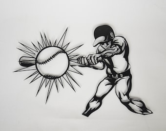 Baseball Wall Deco, Baseball Metal Art, Baseball Gift, Mancave Deco, Baseball Metal Wall Art, Metal Wall Art, Baseball Player gift