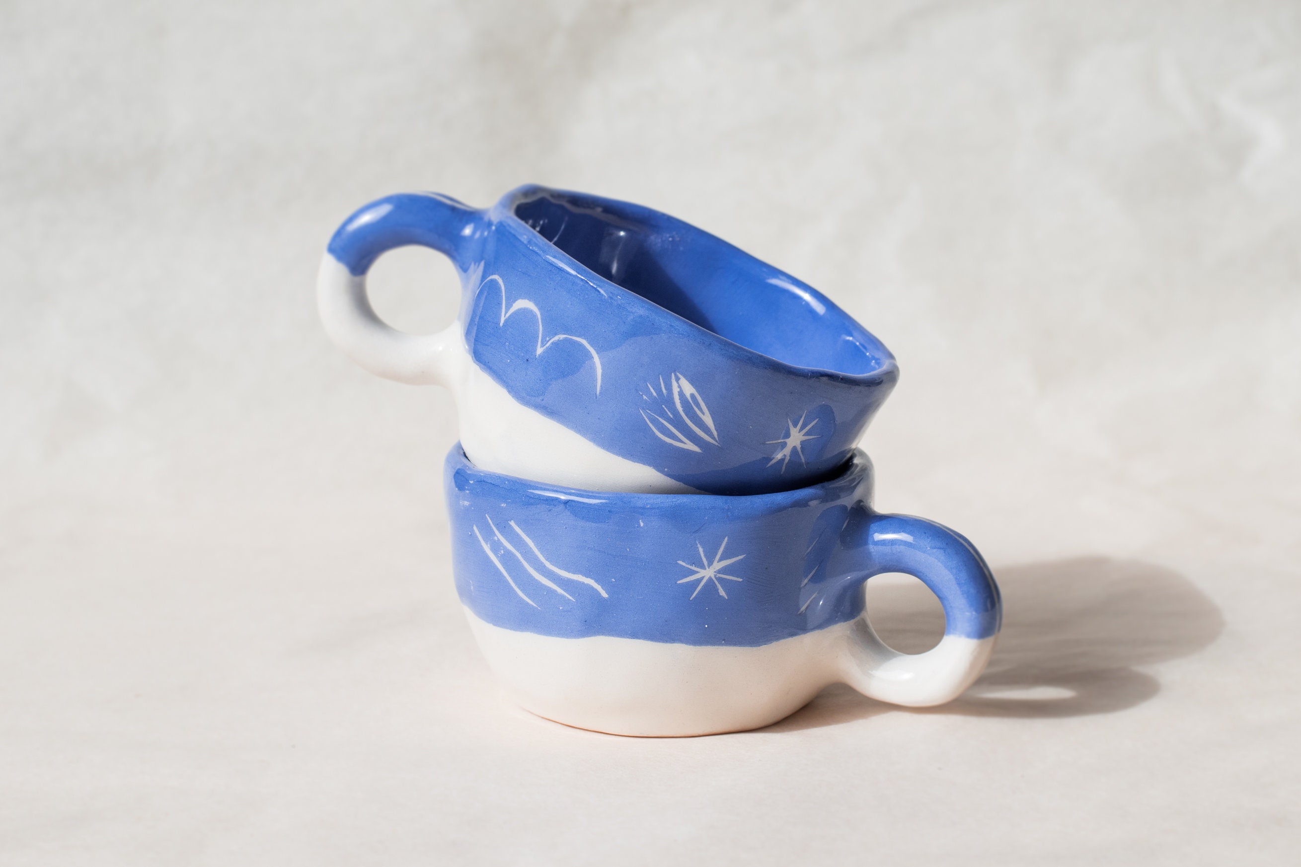 Tasse à Café Gravures Bleu