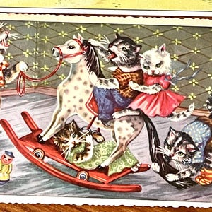 Vintage 1950s Dressed Cats Postcards - EK Kruger - Anthropomorphic Feline Cards
