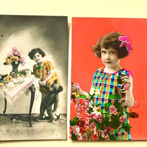 3 cartes postales anciennes RARES avec des enfants