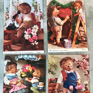 Conjunto de 4 postales originales de Mecki en color