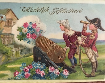 Set of 5 RARE antique relief postcards with flowers