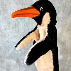 Steiff Penguin Hand Puppet Mohair 1967 Button Flag