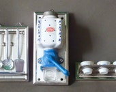 Antique Beautiful Miniature OLLY COFFEE GRINDER and miniature kitchen wall hangers for big dolls