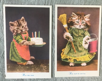 Vintage Dressed Cats Postcards: 1950s Zweden Set