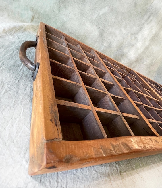 Antique Wooden Printers Tray Printers Letter Press Drawer Shadow Box EMTY two handles