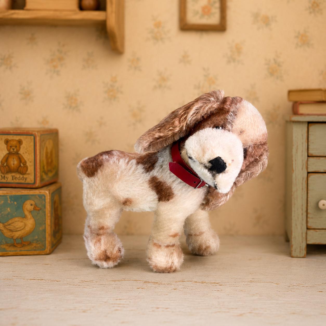 Steiff's 7 Inch Brown and White Standing Cockie Cocker Spaniel