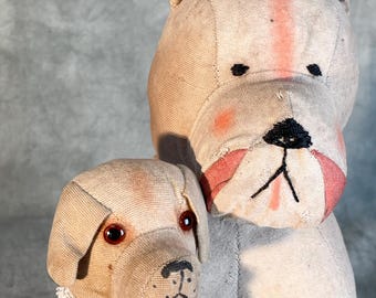 Two Antique Stuffed Dogs, Bulldog Type, c. 1910–1920