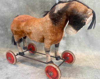 BIG Beautiful RARE Vintage Steiff Ride on Mohair Horse on