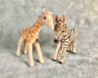 ヴィンテージ シュタイフ 動物 3 体セット、ラクダ、シマウマ