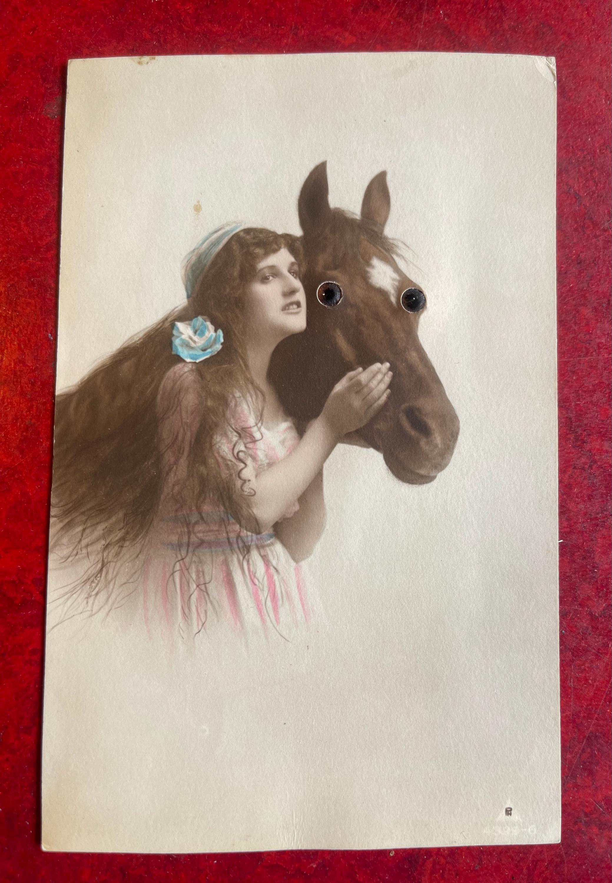 Antique Real Photo Lady and Her Horse Postcards With GLASS Eyes 1910 - Etsy